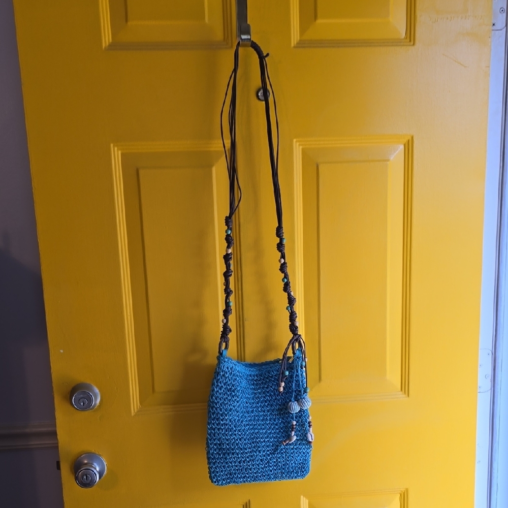 Cruise Club Vibrant Blue Textured Crossbody Bag with Braided Strap